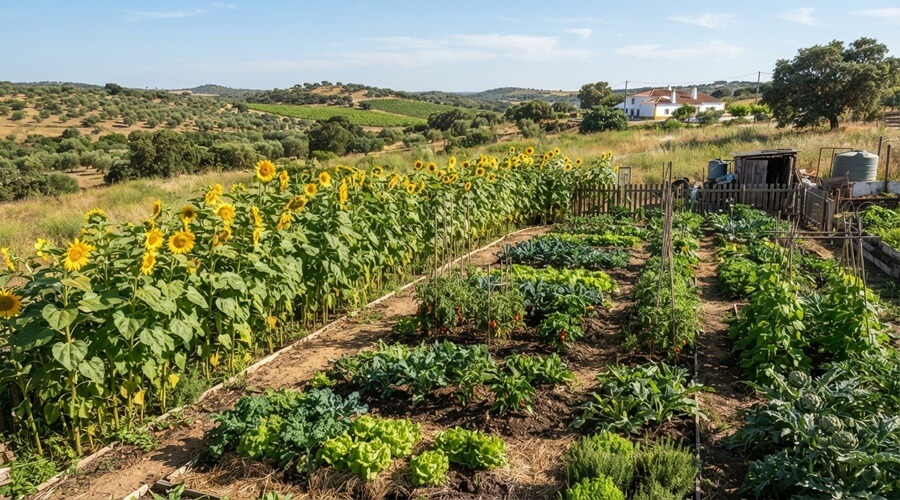 Girassol na horta: 9 vantagens e os cuidados que deve ter 3 Girassóis plantados na extremidade da horta como barreira vegetal