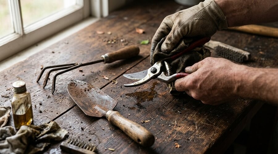 Terefas na horta em novembro - manutenção de ferramentas