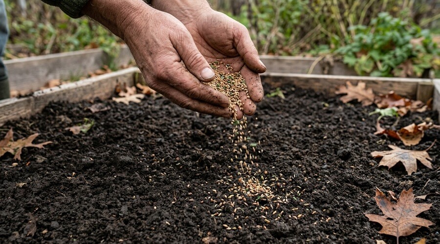 sementeira de adubação verde no solo em novembro