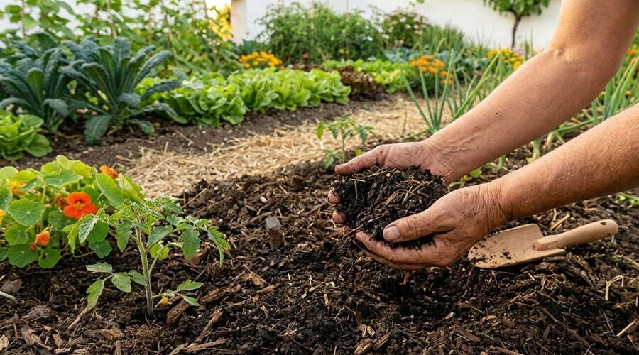 Melhorar o solo para uma horta mais produtiva com adubo orgânico e húmus