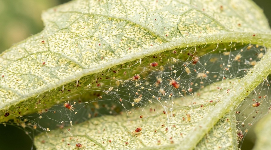 Tarefas na horta em julho: calendário completo para o horticultor biológico 2 Aranha-vermelha em folha de pimento em julho — praga prioritária nas tarefas na horta em julho