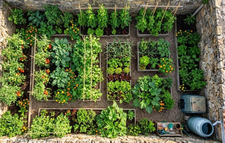 Horta autossuficiente em 50 m²: plano anual para produzir o ano inteiro