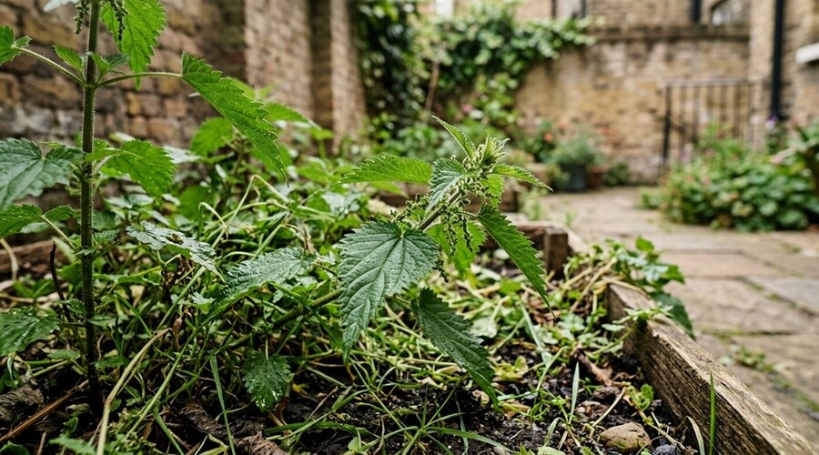 Plantas indicadoras: o que as ervas espontâneas revelam sobre o seu solo 2 Urtigas como plantas indicadoras de solo fértil numa horta urbana