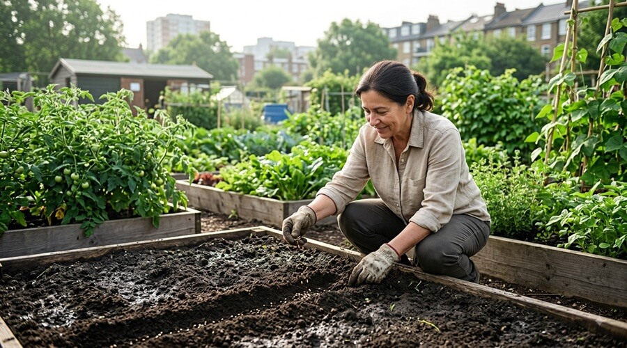 Tarefas na horta em agosto: o guia prático para o horticultor biológico 1 Tarefas na horta em agosto — sementeira de espinafres para o outono em horta comunitária urbana