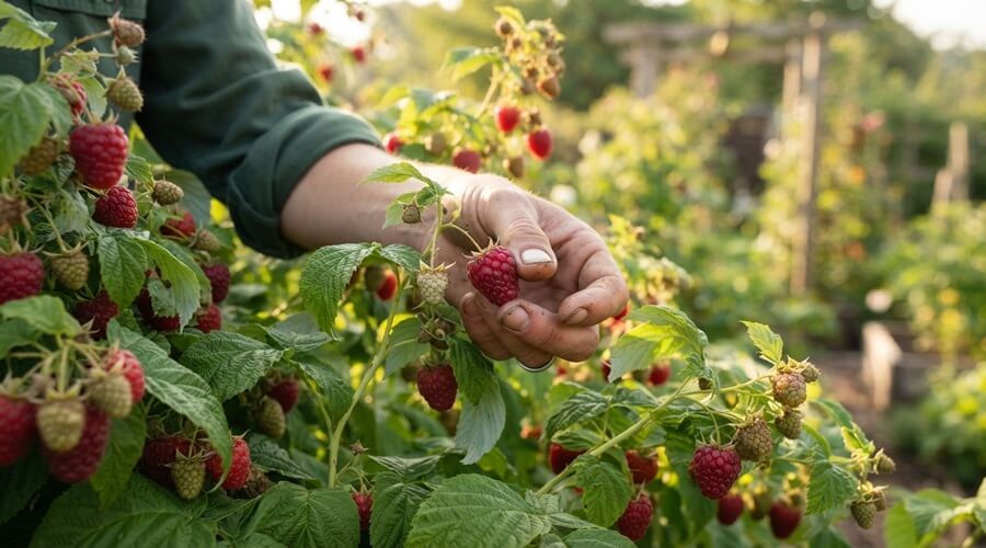 Como cultivar framboesas: plantação, rega e poda 4 Cultivar framboesas e colher frutos maduros